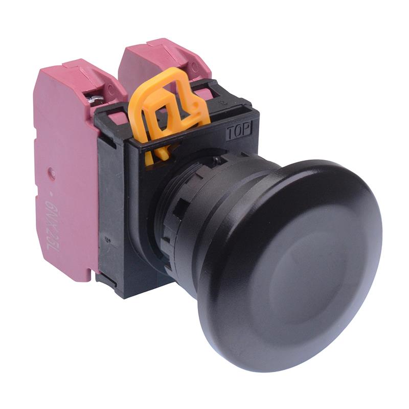 YW1B-A4E02B Black 22mm Mushroom Maintained Push Button Switch 2NC IP65 IDEC