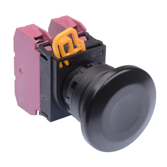 YW1B-A4E02B Black 22mm Mushroom Maintained Push Button Switch 2NC IP65 IDEC