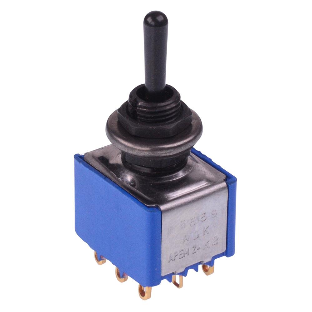 5659ADBGK APEM Black On-Off-On 6.35mm Miniature Toggle Switch 3PDT 4A 30VDC