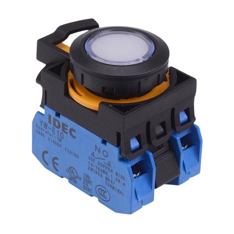 CW1L-M1E20Q3PW White 12V illuminated Momentary Push Button Switch 2NO IP65 IDEC