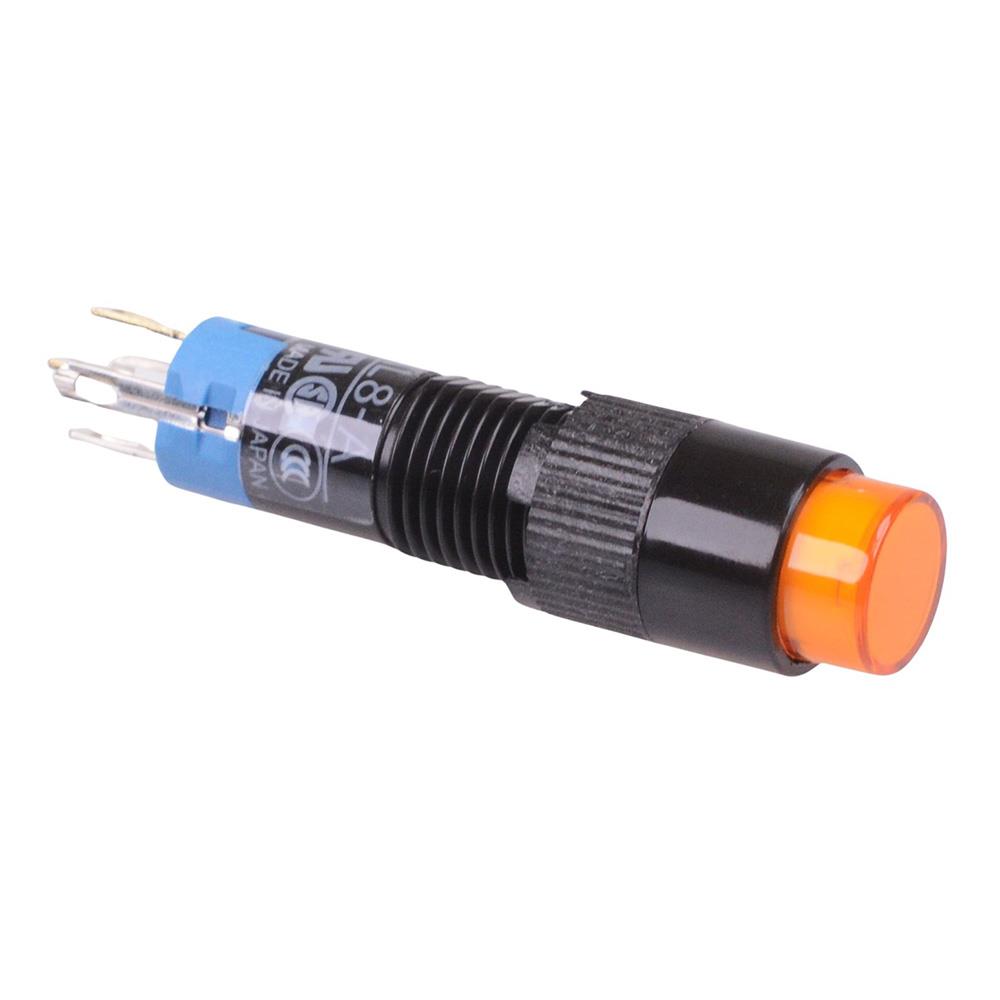 AL8M-A11A Amber 8mm illuminated Latching Round Push Button 8mm SPDT