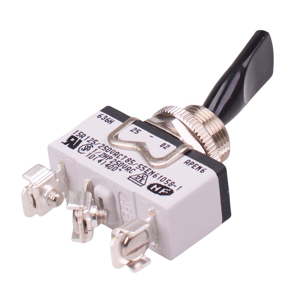 636HX2595 On-On Black Duckbill Lever 12mm Toggle Switch SPDT 15A APEM