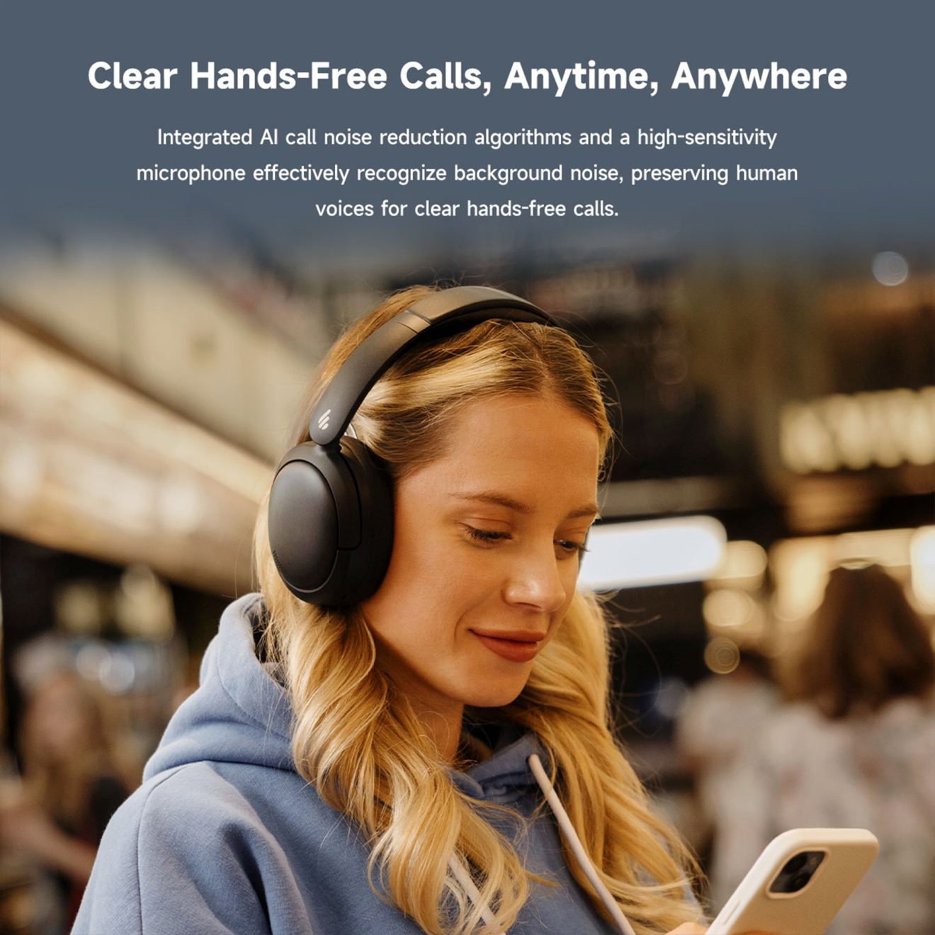 Edifier W800BT Pro Wireless Headphones with Active Noise Cancellation, Ivory