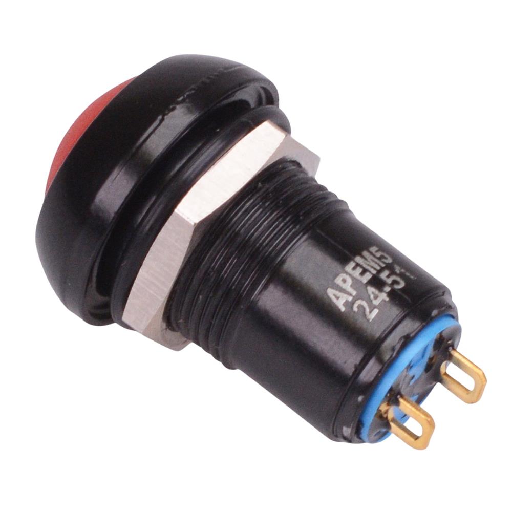 IPR1SAD6 APEM Red Latching 12mm Push Button Switch SPST IP67