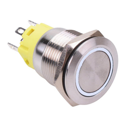 White LED On-On Latching 19mm Vandal Resistant Push Button Switch SPDT