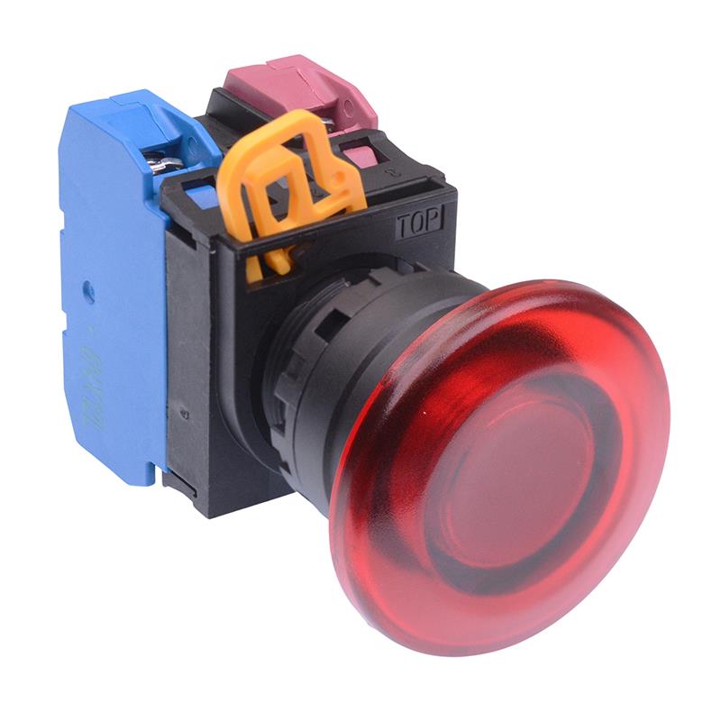 YW1L-A4E11Q3R Red 12V illuminated 22mm Mushroom Maintained Push Button Switch 1NO-1NC IP65 IDEC