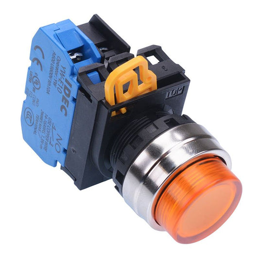 YW4L-M2E10Q4A Amber 24V illuminated 22mm Metal Bezel Momentary Push Button Switch NO IP65 IDEC