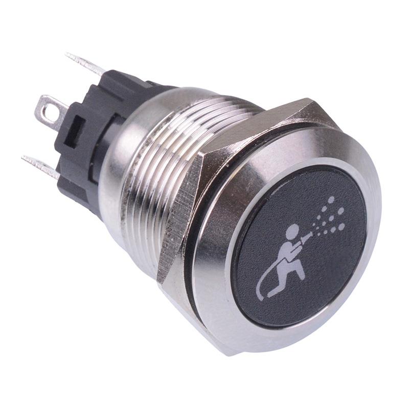 Wash Down' Blue LED Latching 19mm Vandal Push Button Switch SPDT 12V ...