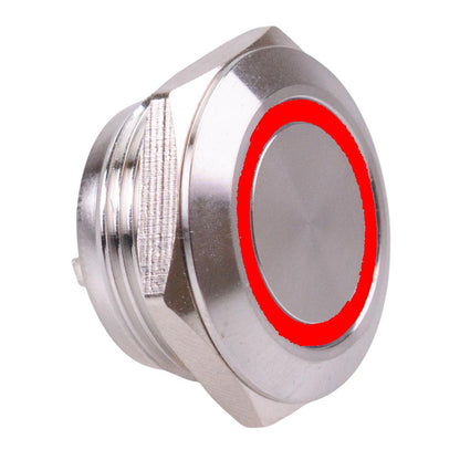 Red 12V Vandal Off-(On) Momentary 19mm Short Push Button Switch SPST