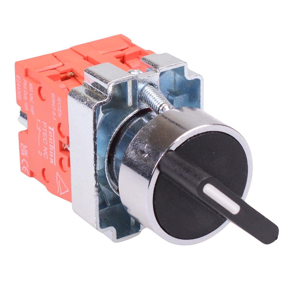 Techna PtecMetSN2M Momentary 2 Position Metal Selector Switch 10A 2NC
