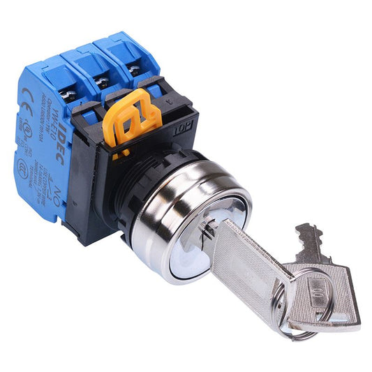 YW4K-3AE30 22mm Metal Bezel 3 Position Maintained Key Switch 3NO IP65 IDEC