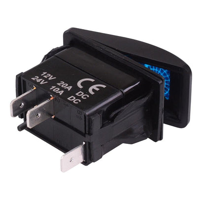 Blue illuminated On-Off Automotive Rocker Switch SPST 10A 12-24V IP68