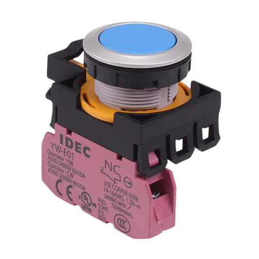 CW4B-A1E01S Blue Metallic Maintained Push Button Switch 1NC IP65 IDEC