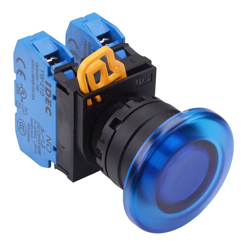 YW1L-M4E20Q0S Blue 22mm Mushroom Momentary Push Button Switch 2NO IP65 IDEC