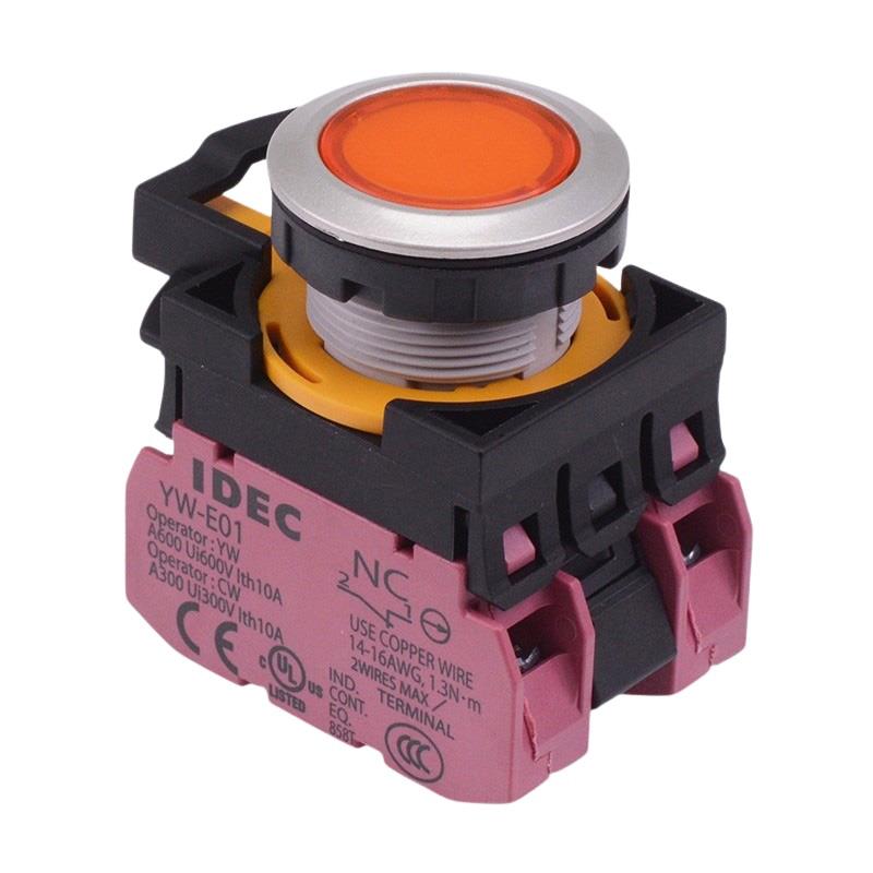 CW4L-A1E02Q4A Amber 24V illuminated Maintained Push Button Switch 2NC IP65 IDEC