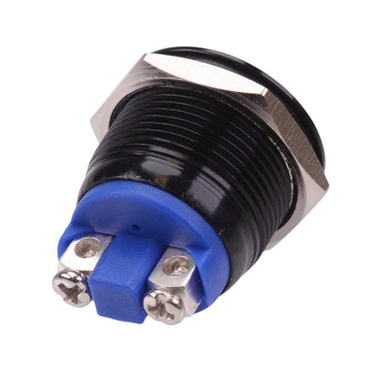 Black Off-(On) Momentary 19mm Push Button Switch SPST Screw