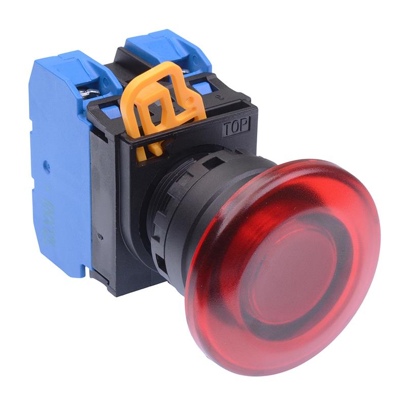 YW1L-A4E20Q4R Red 24V illuminated 22mm Mushroom Maintained Push Button Switch 2NO IP65 IDEC