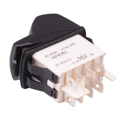 KL46CAKLG225N01A6 On-On Yellow 24V illuminated Locking Rocker Switch DPDT IP68