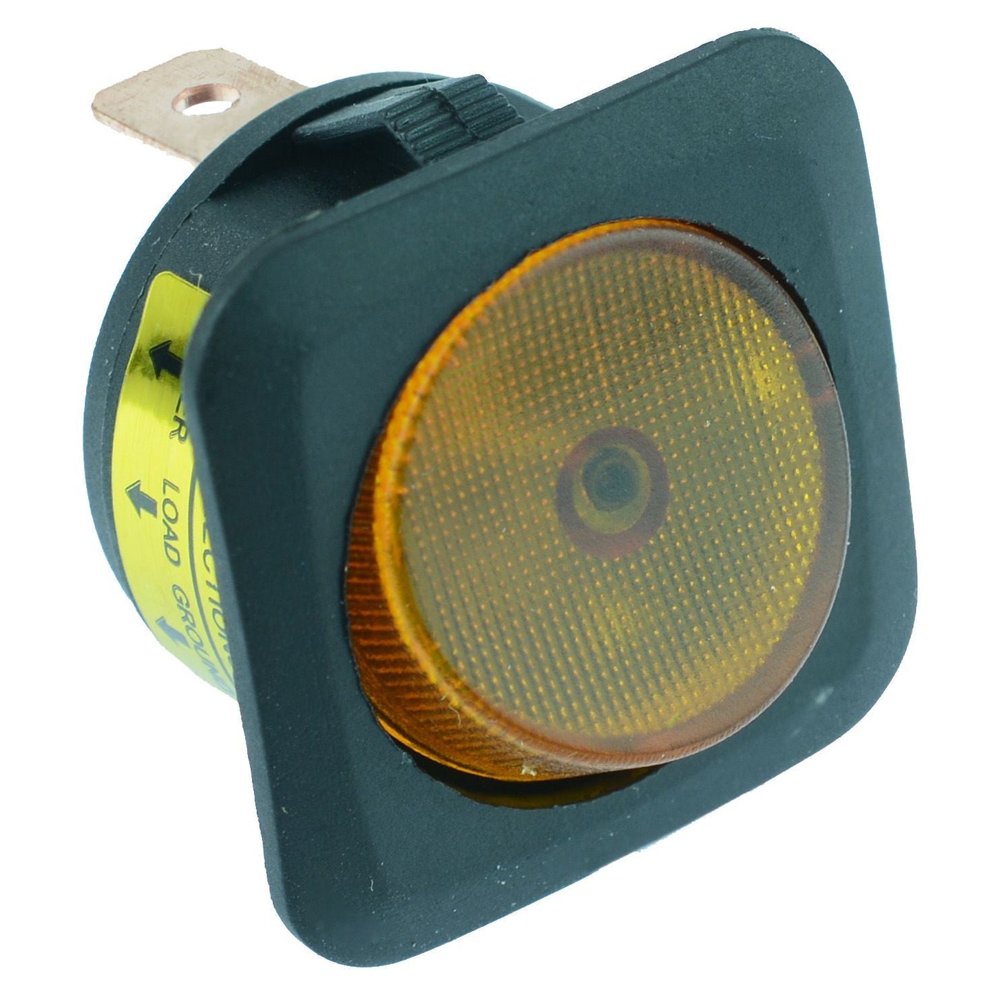 Yellow illuminated Circular Rocker Switch SPST 12V