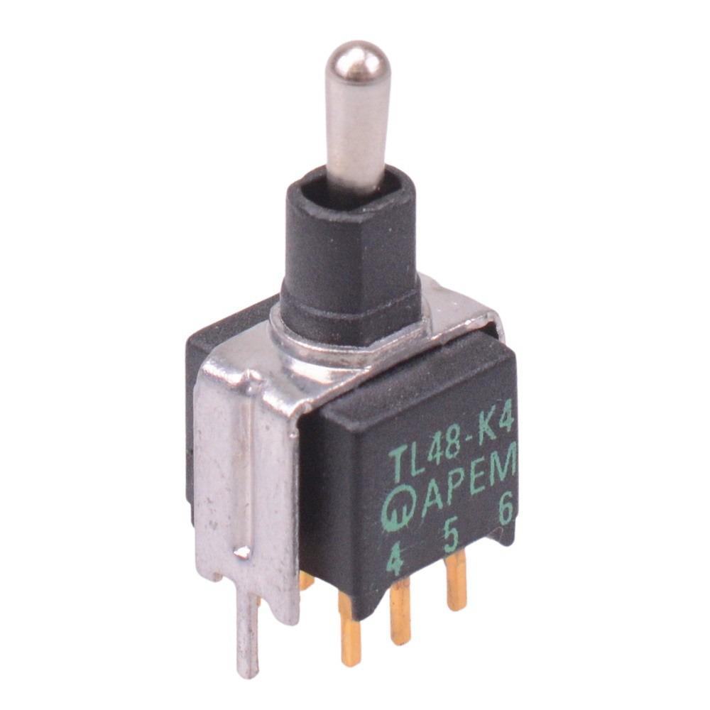 TL48Y0050 APEM On-Off-(On) Momentary Subminiature Washable PCB Bracket Toggle Switch DPDT
