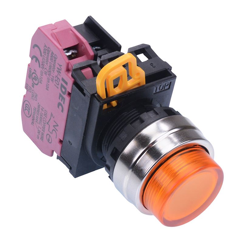 YW4L-A2E01Q4A Amber 24V illuminated 22mm Metal Bezel Maintained Push Button Switch NC IP65 IDEC