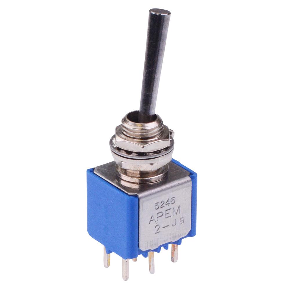 5246A25 APEM On-On 6.35mm Miniature Toggle Switch DPDT 4A 30VDC