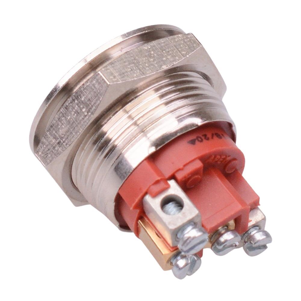 AV9SLD9086002 APEM Momentary 19mm Red LED illuminated Vandal Push Button Switch