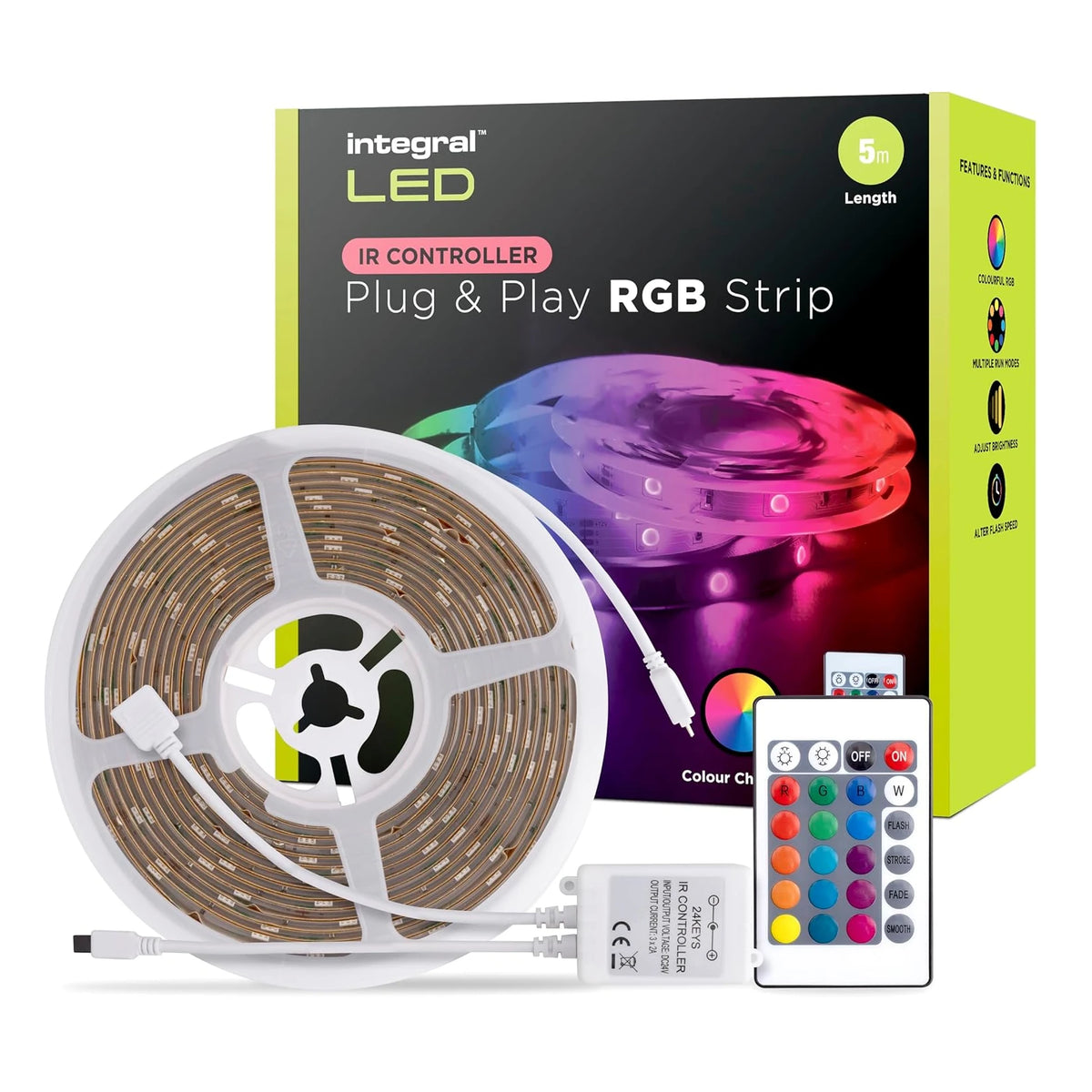 Remote Led Strip Kit Integral 5m RGB LED Strip Lighting Kit & Remote Control, Water Resista ...