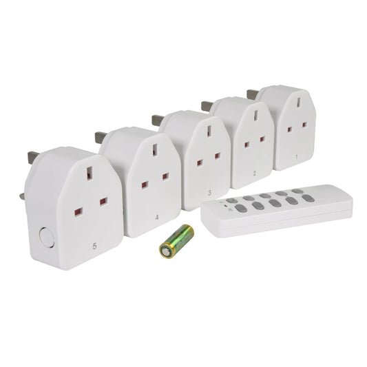 Mercury 5 Pack Programmable/Self-learning Wireless Remote Control Sockets