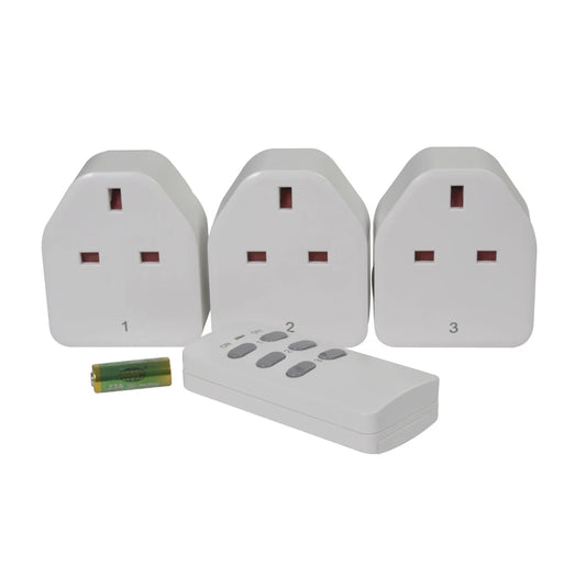 Mercury 3 Pack Programmable/Self-learning Wireless Remote Control Sockets