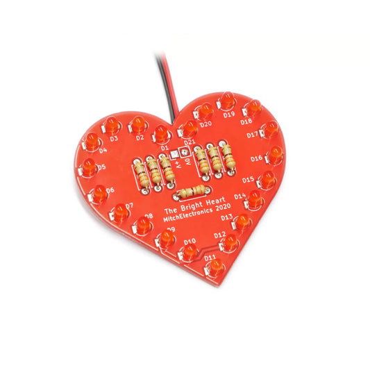 MitchElectronics The Bright Heart Red LED Soldering Kit