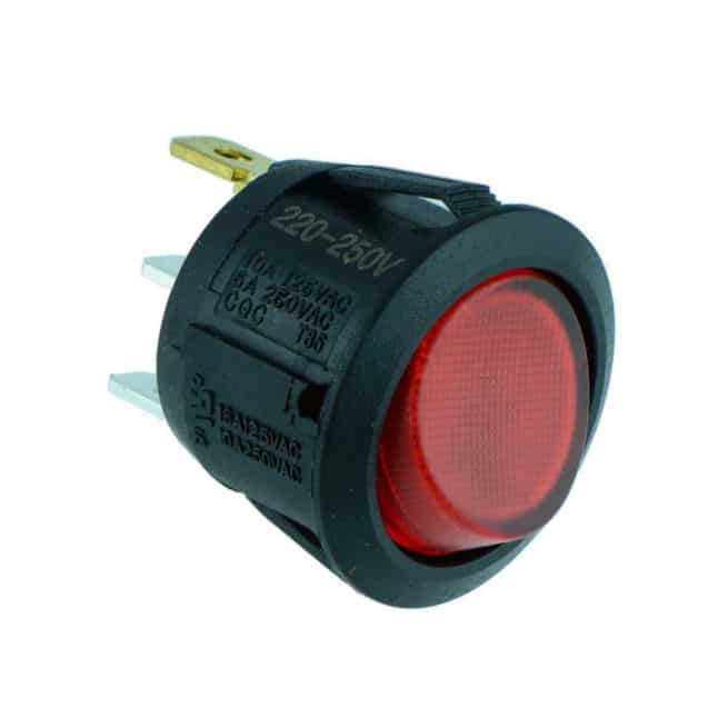 On-Off Latching Illuminated Round Rocker Switch SPST, Red – The ...