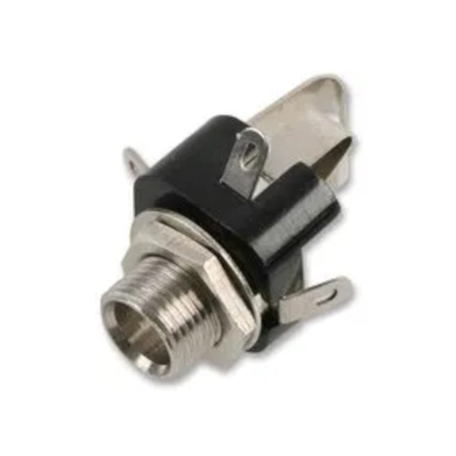 Panel Mounted 6.35mm Stereo Jack Socket (Solder Tags)