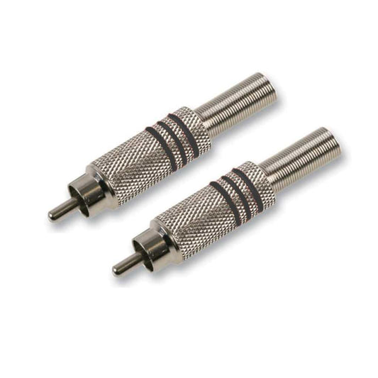 Phono RCA Male In-Line Plug, 2 Pack, Black