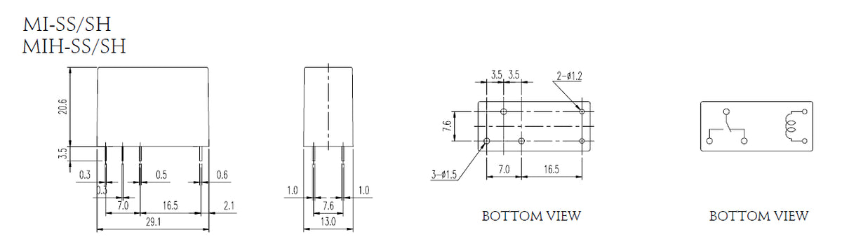 6V DC 10A SPDT PCB Relay 250V AC
