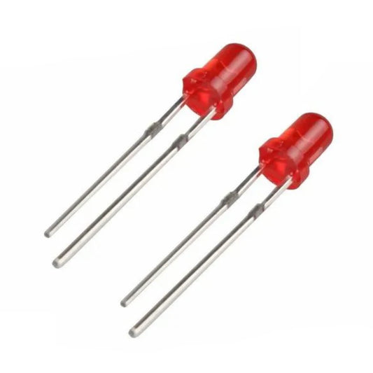 3mm Red LED 20mA 80mW, 2 Pack