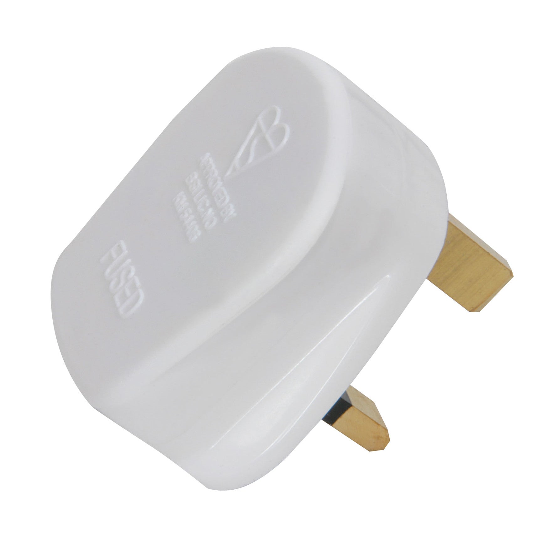 Mercury 13A Fused UK 3-Pin Mains Plug with Integral Cord Grip, White ...