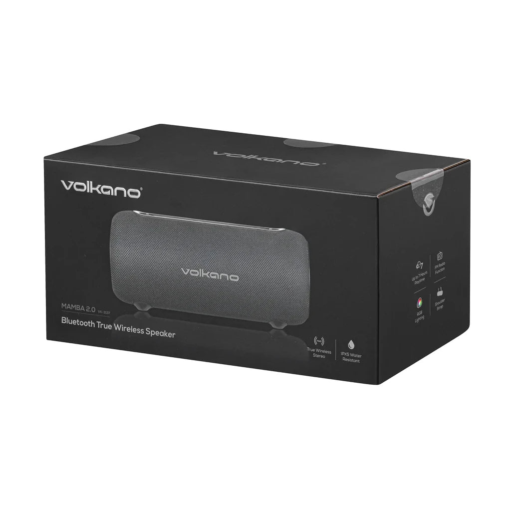 Volkano Mamba 2.0 Series Bluetooth Portable Speaker With FM Radio, Black